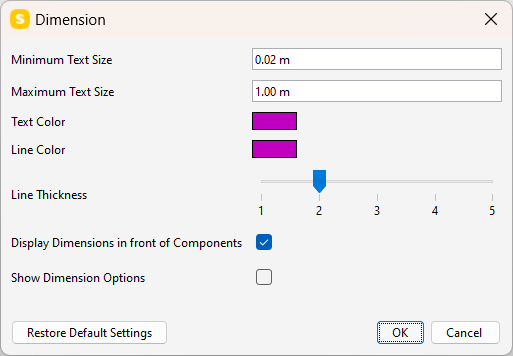 Dimensions Settings –  Support