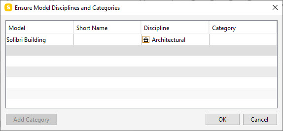 Model Disciplines and Categories dialog