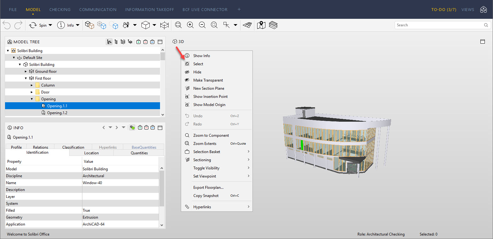 Context menu in views