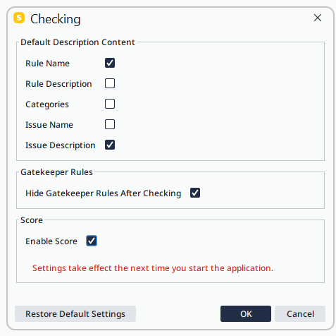 checking settings