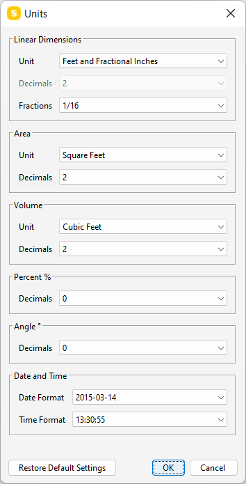 units settings