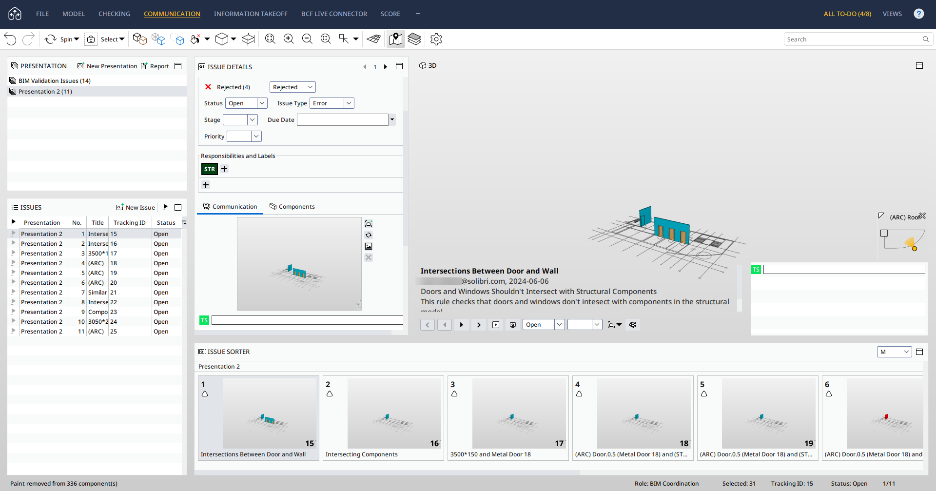 Solibri's Communication layout
