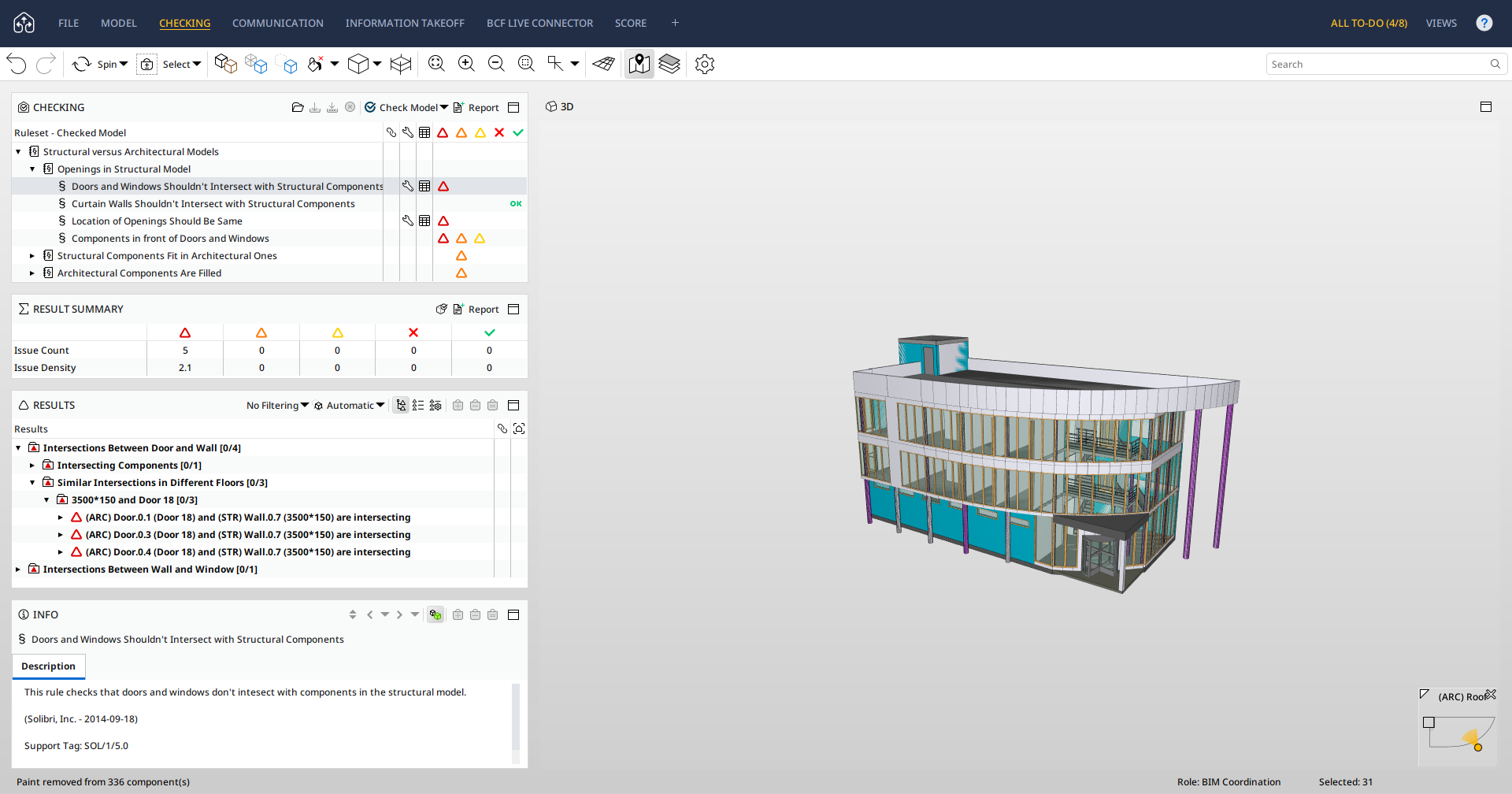 Solibri's Checking layout