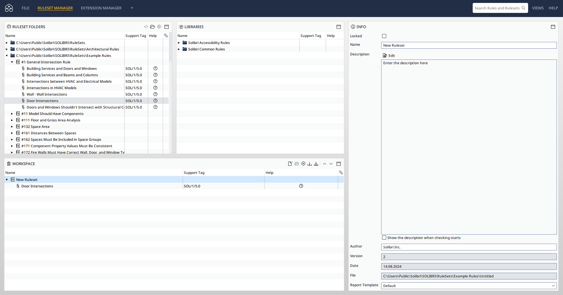 Ruleset Manager Layout