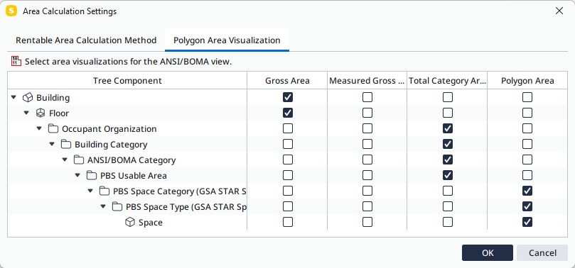 Polygon Area Visualization Area Calculation Settings
