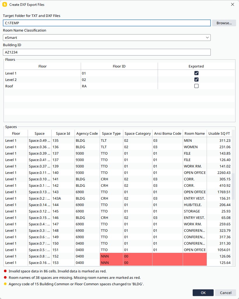 DXF Report Export