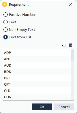 Requirements Dialog