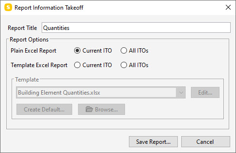 Information Takeoff Report Dialog